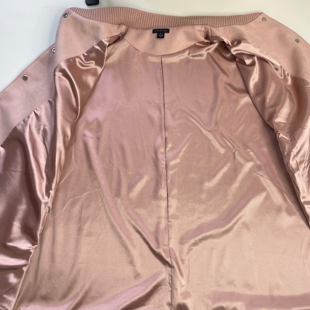 Ann Taylor Pink Faux Suede Snap Front Cape Jacket XS/S 583053 FA21 - Picture 11 of 14